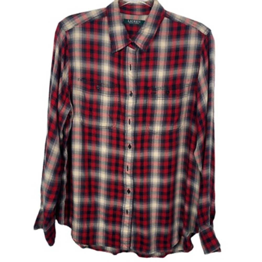 Lauren Ralph Lauren Women's Light Flannel Shirt Sz L